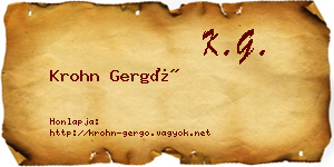 Krohn Gergő névjegykártya